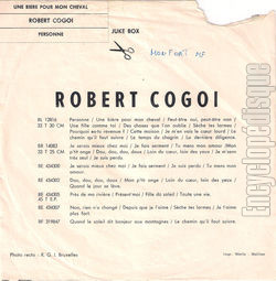 [Pochette de Une bire pour mon cheval (Robert COGOI) - verso]