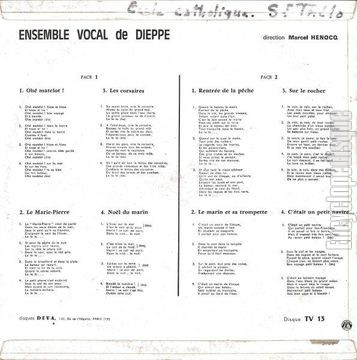 [Pochette de La mer (ENSEMBLE VOCAL DE DIEPPE) - verso]