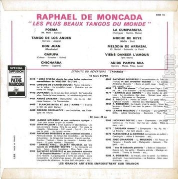 [Pochette de Les 10 plus beaux tangos (Raphal DE MONCADA) - verso]