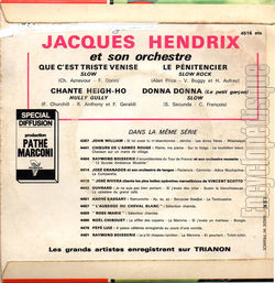 [Pochette de Que c’est triste Venise (Jacques HENDRIX) - verso]