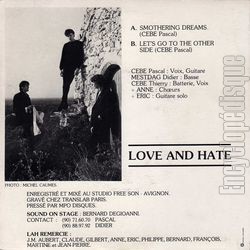 [Pochette de LOVE AND HATE (Les ANGLOPHILES) - verso]