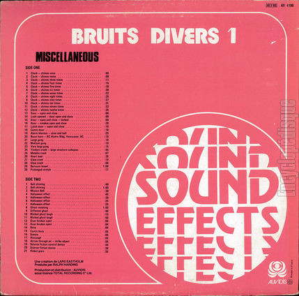 [Pochette de Bruitages divers 1 (BRUITAGES) - verso]