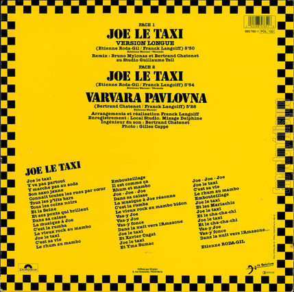 [Pochette de Joe le taxi (Vanessa PARADIS) - verso]