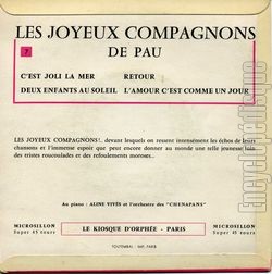 [Pochette de C’est joli la mer (Les JOYEUX COMPAGNONS DE PAU) - verso]