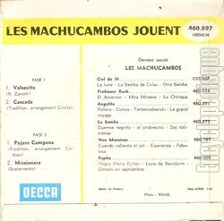 [Pochette de Valsecito (Les MACHUCAMBOS) - verso]