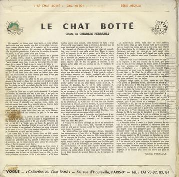 [Pochette de Le chat bott (JEUNESSE) - verso]