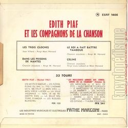 [Pochette de Les 3 cloches (dith PIAF et les COMPAGNONS DE LA CHANSON) - verso]