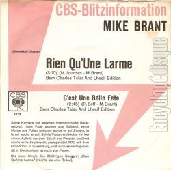 [Pochette de Rien qu’une larme (Mike BRANT)]