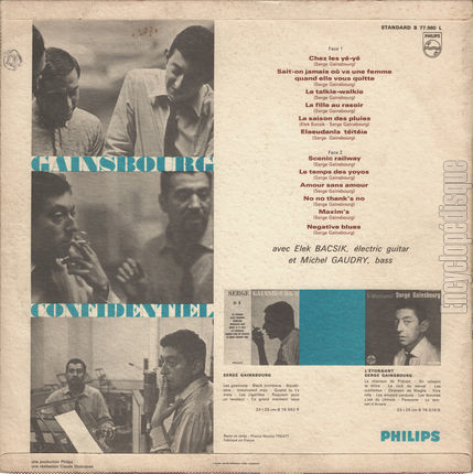 [Pochette de Confidentiel (Serge GAINSBOURG) - verso]