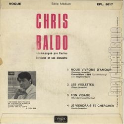 [Pochette de Nous vivrons d’amour (Chris BALDO et Sophie GAREL) - verso]