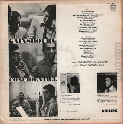 [Pochette de Confidentiel (Serge GAINSBOURG) - verso]