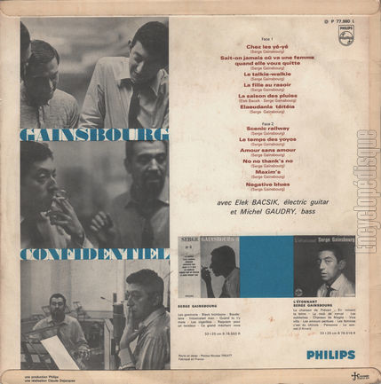 [Pochette de Confidentiel (Serge GAINSBOURG) - verso]