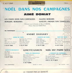 [Pochette de Nol dans nos campagnes (Aim DONIAT) - verso]