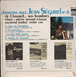 [Pochette de La valse des Issambres (Jean SGUREL) - verso]