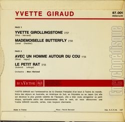 [Pochette de Yvette Girollingstone (Yvette GIRAUD) - verso]