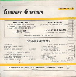 [Pochette de Que sera, sera (Georges GUTARY) - verso]