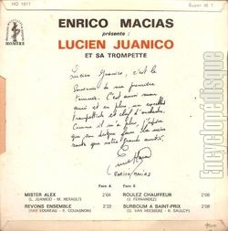 [Pochette de Lucien Juanico et sa trompette (Lucien JUANICO) - verso]