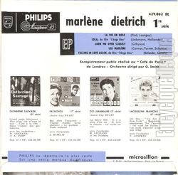 [Pochette de Lola (Marlne DIETRICH) - verso]