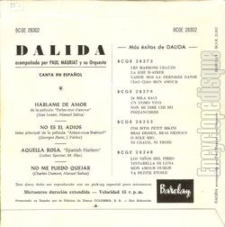 [Pochette de Canta en espaol (DALIDA) - verso]