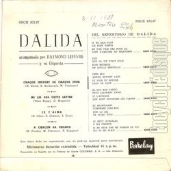 [Pochette de Chaque instant de chaque jour (DALIDA) - verso]