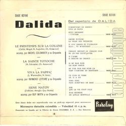 [Pochette de Viva la pappa (DALIDA) - verso]