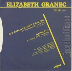 [Pochette de Je t’aime  dlirer d’amour (lizabeth GRANEC) - verso]