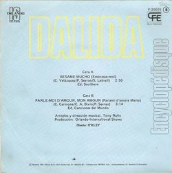 [Pochette de Besame mucho (DALIDA) - verso]