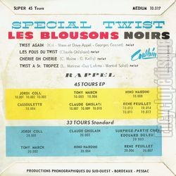 [Pochette de Spcial twist (Les BLOUSONS NOIRS) - verso]