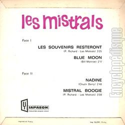 [Pochette de Les souvenirs resteront (Les MISTRALS) - verso]