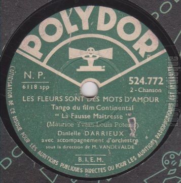 [Pochette de Les fleurs sont des mots d’amour / Berger d’autrefois (Danielle DARRIEUX) - verso]