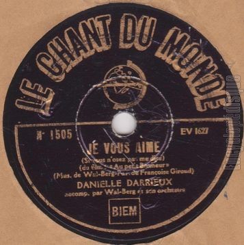 [Pochette de Vous / Je vous aime (Danielle DARRIEUX) - verso]