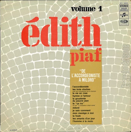 [Pochette de De l’accordoniste  Milord (dith PIAF)]