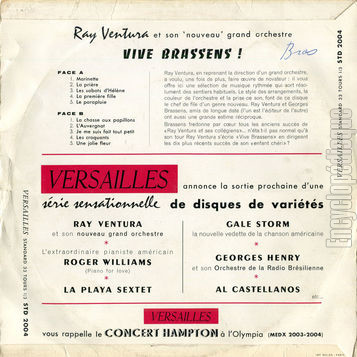 [Pochette de Vive Brassens (Ray VENTURA et son nouveau Grand Orchestre) - verso]