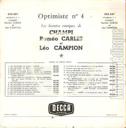 [Pochette de Optimiste n 4 (CHAMPI - Romo CARLS - Lo CAMPION) - verso]