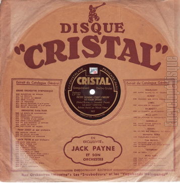 [Pochette de Le Jazz CRISTAL -  La cucaracha / Petit homme c’est l’heure de fair’ dodo  (78 tours  Cristal ) - verso]