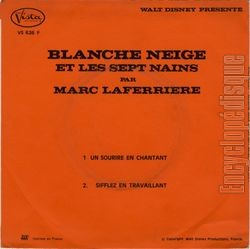 [Pochette de Blanche Neige et les 7 nains -  Un sourire en chantant  (Marc LAFERRIRE) - verso]