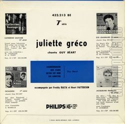 [Pochette de Chante… Guy Bart (Juliette GRCO) - verso]