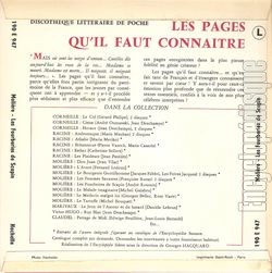 [Pochette de Molire : Les fourberies de Scapin (LES PAGES QU’IL FAUT CONNAITRE) - verso]