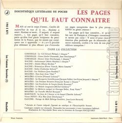 [Pochette de Molire : Les femmes savantes (I) (LES PAGES QU’IL FAUT CONNAITRE) - verso]