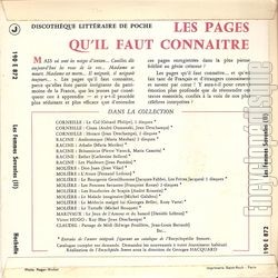 [Pochette de Molire : Les femmes savantes (II) (LES PAGES QU’IL FAUT CONNAITRE) - verso]