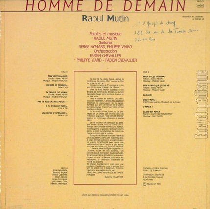 [Pochette de Homme de demain (Raoul MUTIN) - verso]