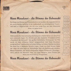 [Pochette de Weisse rosen aus Athen (Nana MOUSKOURI) - verso]