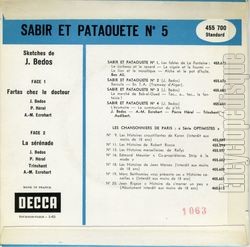 [Pochette de Fartas chez le docteur - n5 (SABIR et PATAOUETE) - verso]