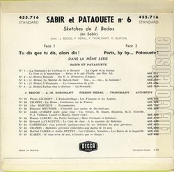 [Pochette de Sabir et Pataouete N6 (SABIR et PATAOUETE) - verso]