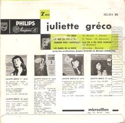 [Pochette de Les croix (Juliette GRCO) - verso]