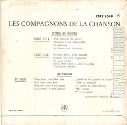 [Pochette de La prire (Les COMPAGNONS DE LA CHANSON) - verso]