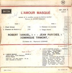 [Pochette de L’amour masqu (COMPILATION) - verso]