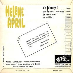 [Pochette de Oh Johnny ! (Hlne APRIL) - verso]