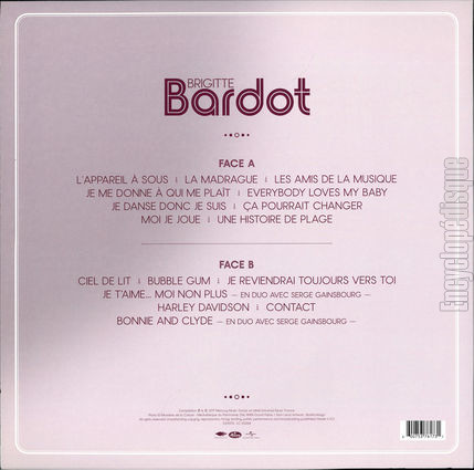 [Pochette de Compilation 2017 (Brigitte BARDOT) - verso]