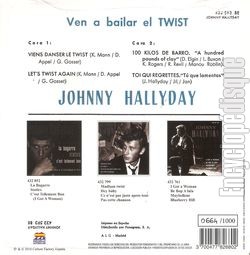 [Pochette de 100 kilos de barro (Johnny HALLYDAY) - verso]